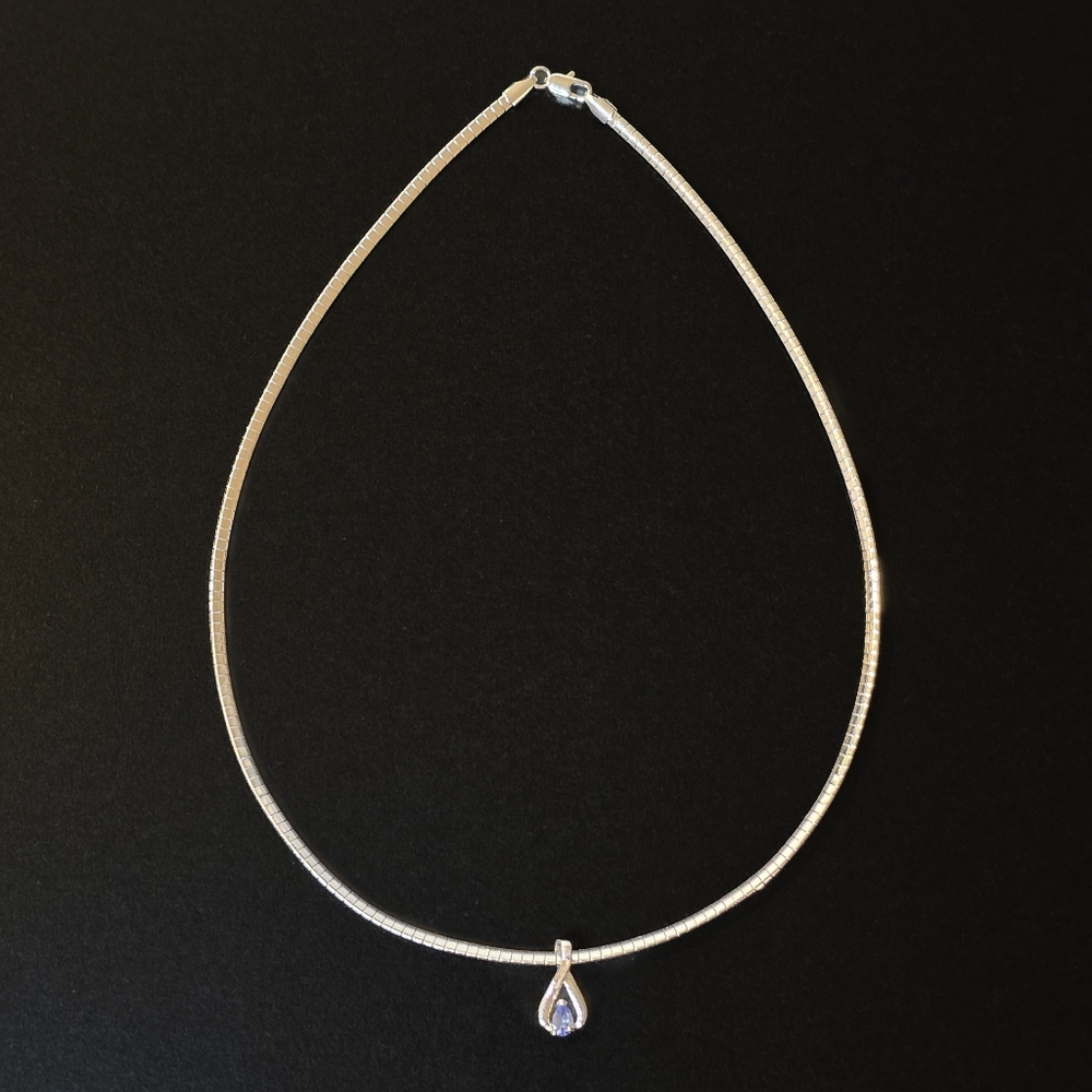 Tanzanite International Infinity Pendant Charm Sterling Silver Omega Necklace